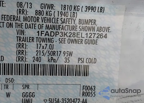 2014 Ford Focus Se from USA, damaged, VIN 1FADP3K28EL127264